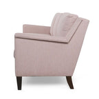 Canapé 3 places en tissu, beige / expresso / rose clair, pieds fuselés