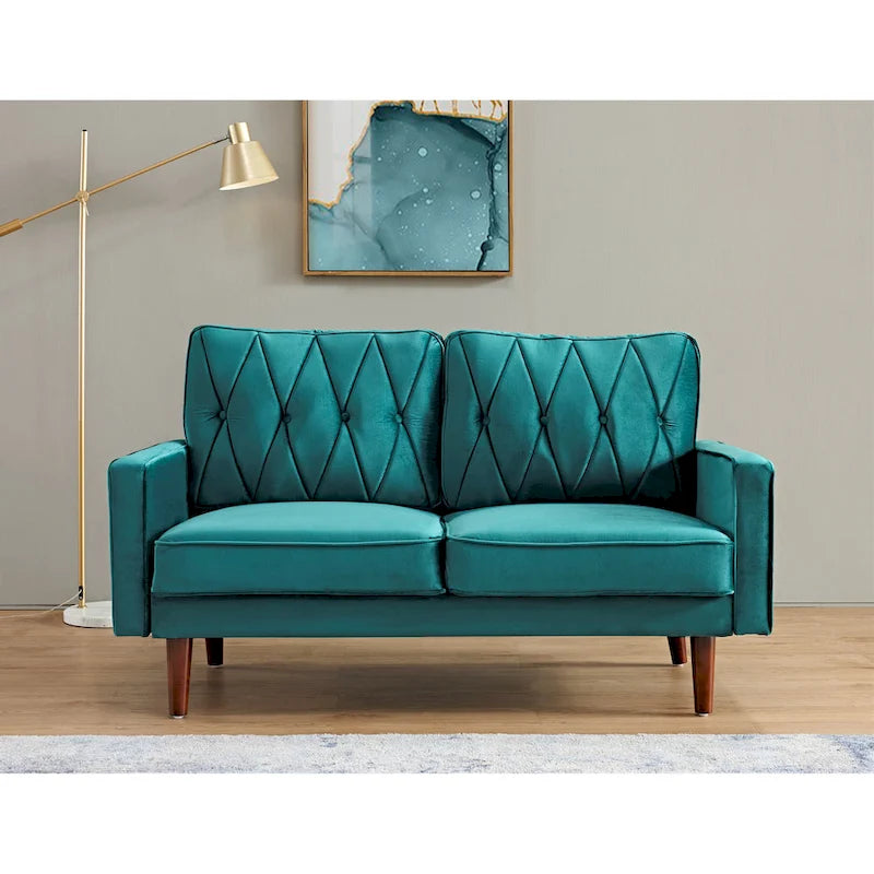 Causeuse 2 places en velours touffeté multicolore
