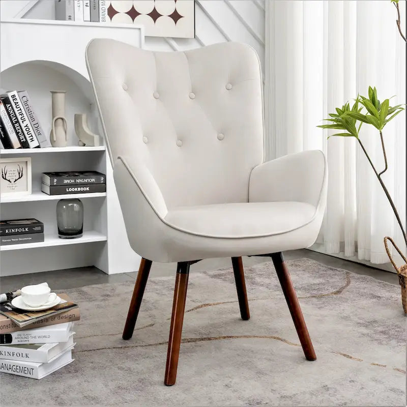 Fauteuil d'appoint à dossier haut en microfibre et accoudoirs évasés, 7 coloris, 1 place