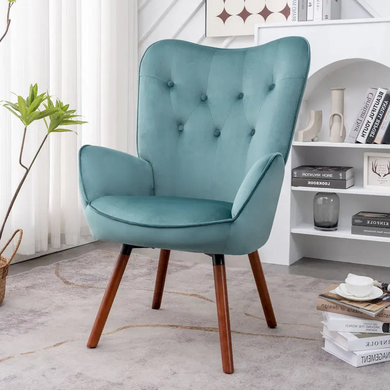 Fauteuil d'appoint à dossier haut en microfibre et accoudoirs évasés, 7 coloris, 1 place