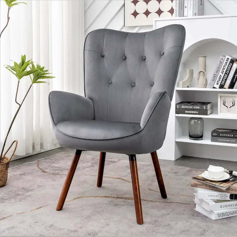 Fauteuil d'appoint à dossier haut en microfibre et accoudoirs évasés, 7 coloris, 1 place