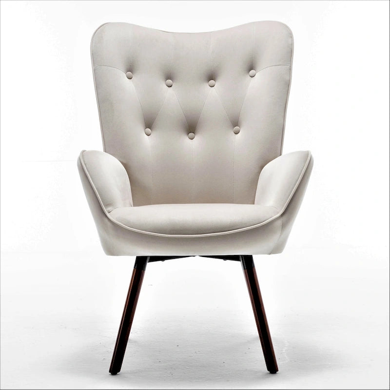Fauteuil d'appoint à dossier haut en microfibre et accoudoirs évasés, 7 coloris, 1 place