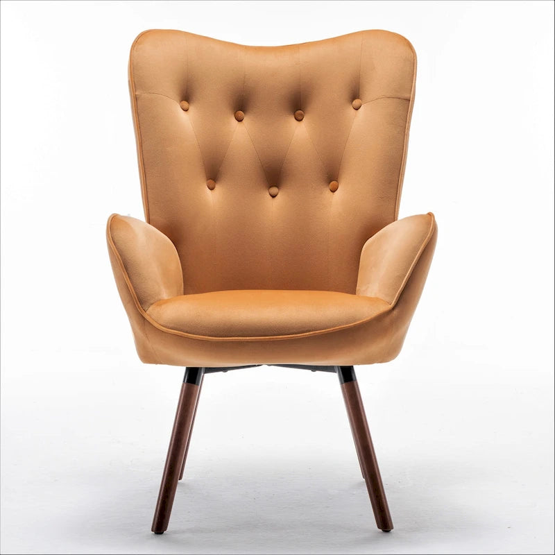 Fauteuil d'appoint à dossier haut en microfibre et accoudoirs évasés, 7 coloris, 1 place