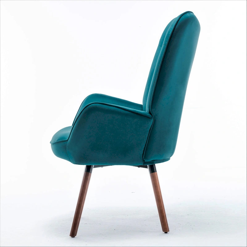 Fauteuil d'appoint à dossier haut en microfibre et accoudoirs évasés, 7 coloris, 1 place