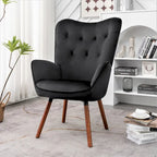 Fauteuil d'appoint à dossier haut en microfibre et accoudoirs évasés, 7 coloris, 1 place