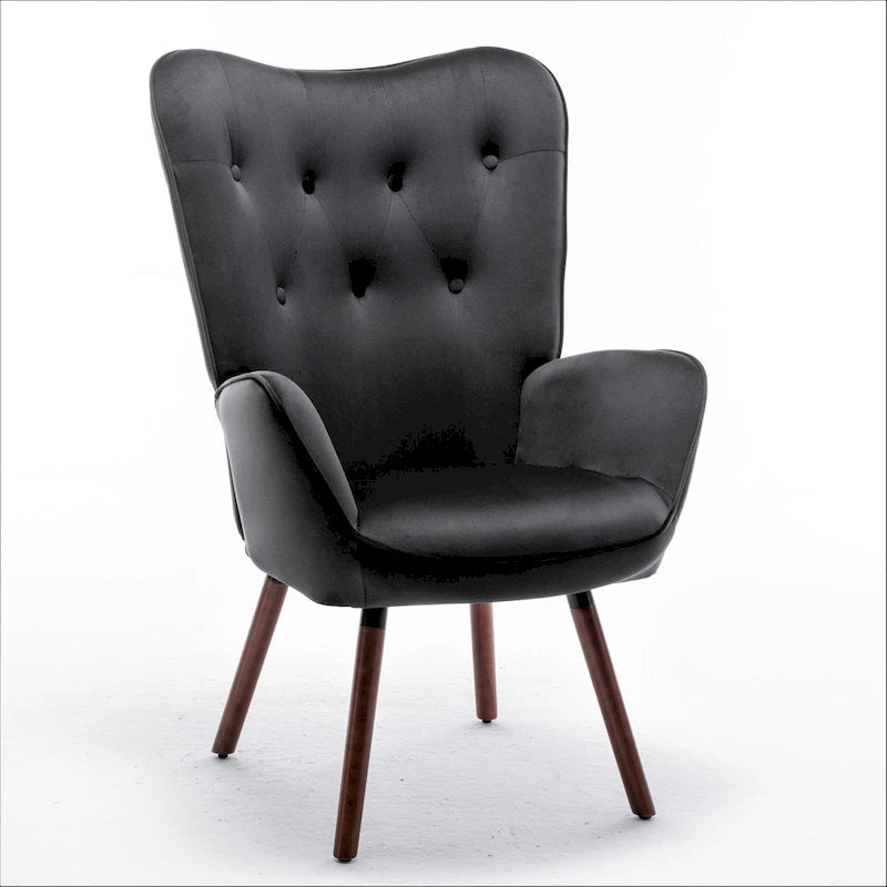 Fauteuil d'appoint à dossier haut en microfibre et accoudoirs évasés, 7 coloris, 1 place