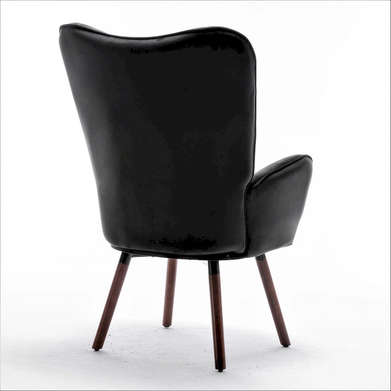 Fauteuil d'appoint à dossier haut en microfibre et accoudoirs évasés, 7 coloris, 1 place