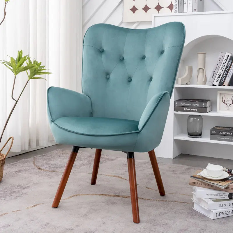 Fauteuil d'appoint à dossier haut en microfibre et accoudoirs évasés, 7 coloris, 1 place