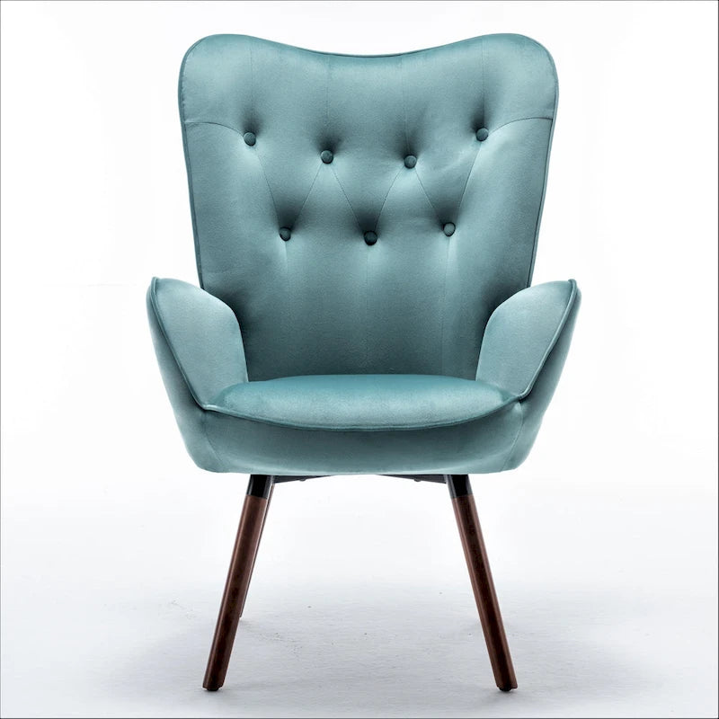 Fauteuil d'appoint à dossier haut en microfibre et accoudoirs évasés, 7 coloris, 1 place