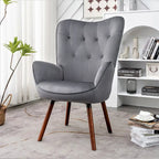 Fauteuil d'appoint à dossier haut en microfibre et accoudoirs évasés, 7 coloris, 1 place
