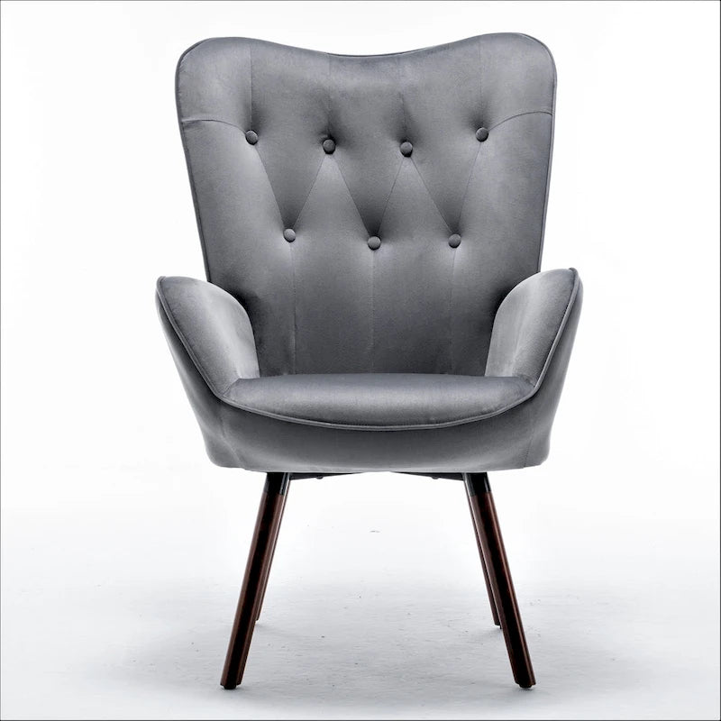 Fauteuil d'appoint à dossier haut en microfibre et accoudoirs évasés, 7 coloris, 1 place