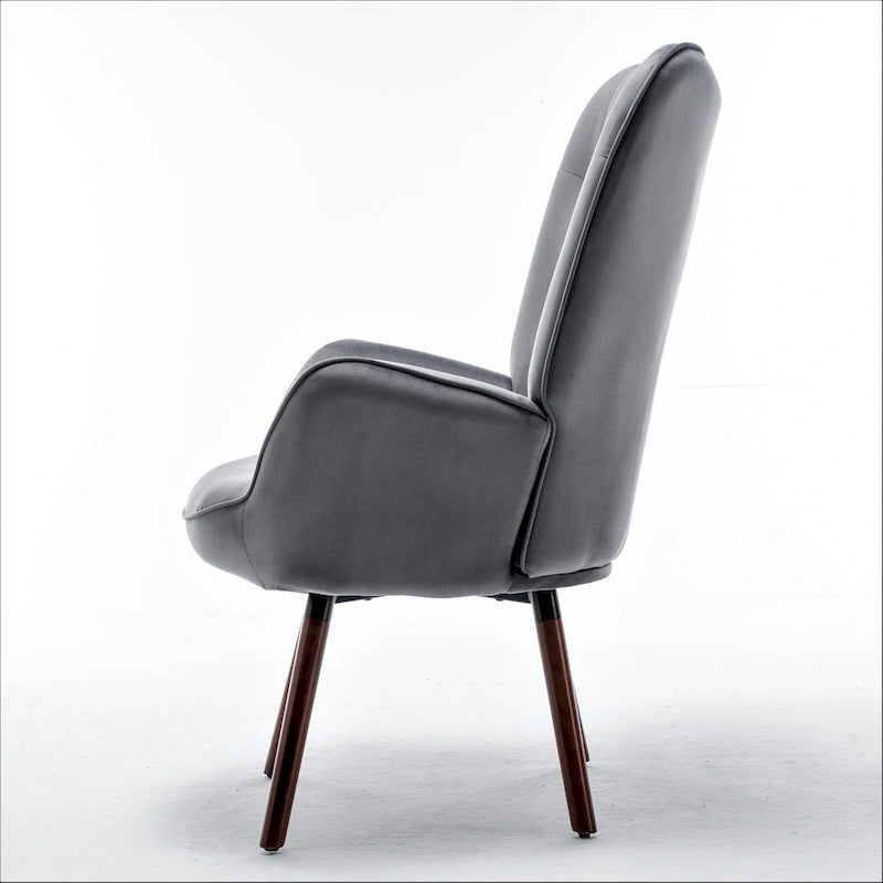 Fauteuil d'appoint à dossier haut en microfibre et accoudoirs évasés, 7 coloris, 1 place
