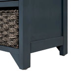 Banc de rangement capitonné 1 place avec 2 tiroirs et panier – Espresso / Chêne / Blanc / Bleu