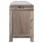 Banc de rangement capitonné 1 place avec 2 tiroirs et panier – Espresso / Chêne / Blanc / Bleu