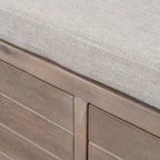 Banc de rangement capitonné 1 place avec 2 tiroirs et panier – Espresso / Chêne / Blanc / Bleu