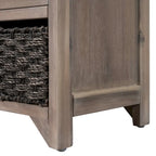 Banc de rangement capitonné 1 place avec 2 tiroirs et panier – Espresso / Chêne / Blanc / Bleu