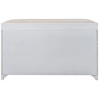 Banc de rangement capitonné 1 place avec 2 tiroirs et panier – Espresso / Chêne / Blanc / Bleu