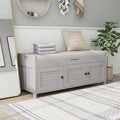Banc de rangement à portes persiennes, 2 places - Gris délavé / Bleu marine vieilli / Blanc / Espresso rustique