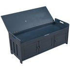 Banc de rangement à portes persiennes, 2 places - Gris délavé / Bleu marine vieilli / Blanc / Espresso rustique