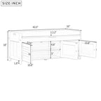 Banc de rangement à portes persiennes, 2 places - Gris délavé / Bleu marine vieilli / Blanc / Espresso rustique