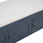 Banc de rangement à portes persiennes, 2 places - Gris délavé / Bleu marine vieilli / Blanc / Espresso rustique