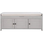 Banc de rangement à portes persiennes, 2 places - Gris délavé / Bleu marine vieilli / Blanc / Espresso rustique