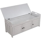 Banc de rangement à portes persiennes, 2 places - Gris délavé / Bleu marine vieilli / Blanc / Espresso rustique