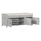Banc de rangement à portes persiennes, 2 places - Gris délavé / Bleu marine vieilli / Blanc / Espresso rustique