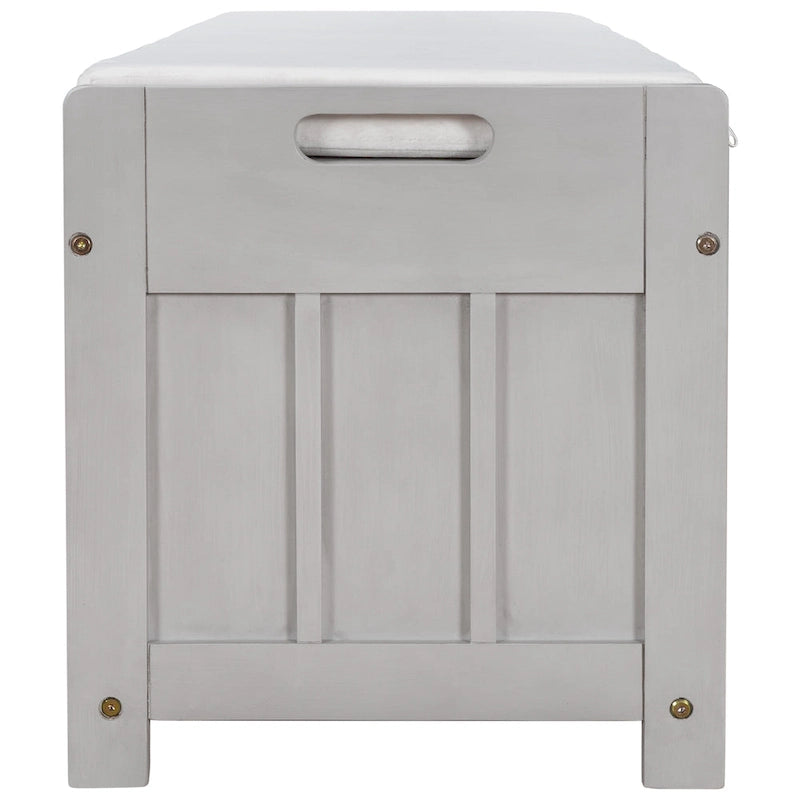Banc de rangement à portes persiennes, 2 places - Gris délavé / Bleu marine vieilli / Blanc / Espresso rustique