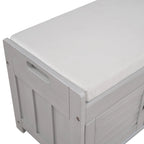 Banc de rangement à portes persiennes, 2 places - Gris délavé / Bleu marine vieilli / Blanc / Espresso rustique