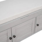 Banc de rangement à portes persiennes, 2 places - Gris délavé / Bleu marine vieilli / Blanc / Espresso rustique