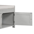 Banc de rangement à portes persiennes, 2 places - Gris délavé / Bleu marine vieilli / Blanc / Espresso rustique