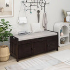 Banc de rangement à portes persiennes, 2 places - Gris délavé / Bleu marine vieilli / Blanc / Espresso rustique