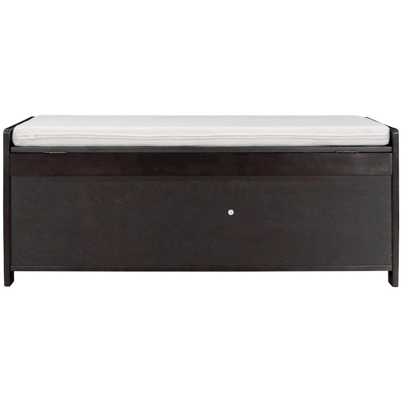 Banc de rangement à portes persiennes, 2 places - Gris délavé / Bleu marine vieilli / Blanc / Espresso rustique