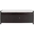 Banc de rangement à portes persiennes, 2 places - Gris délavé / Bleu marine vieilli / Blanc / Espresso rustique