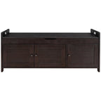 Banc de rangement à portes persiennes, 2 places - Gris délavé / Bleu marine vieilli / Blanc / Espresso rustique