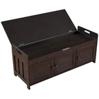 Banc de rangement à portes persiennes, 2 places - Gris délavé / Bleu marine vieilli / Blanc / Espresso rustique
