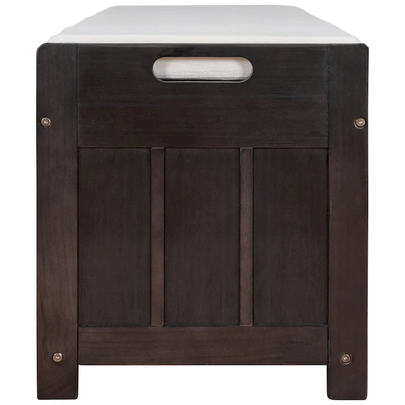 Banc de rangement à portes persiennes, 2 places - Gris délavé / Bleu marine vieilli / Blanc / Espresso rustique