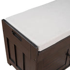 Banc de rangement à portes persiennes, 2 places - Gris délavé / Bleu marine vieilli / Blanc / Espresso rustique