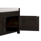 Banc de rangement à portes persiennes, 2 places - Gris délavé / Bleu marine vieilli / Blanc / Espresso rustique