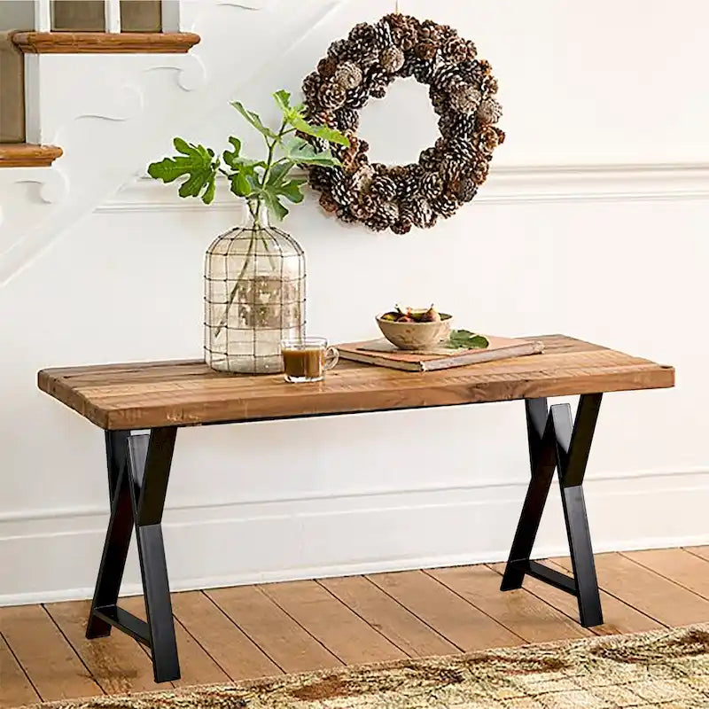 Pied de table robuste, rectangulaire de type W, noir, lot de 4