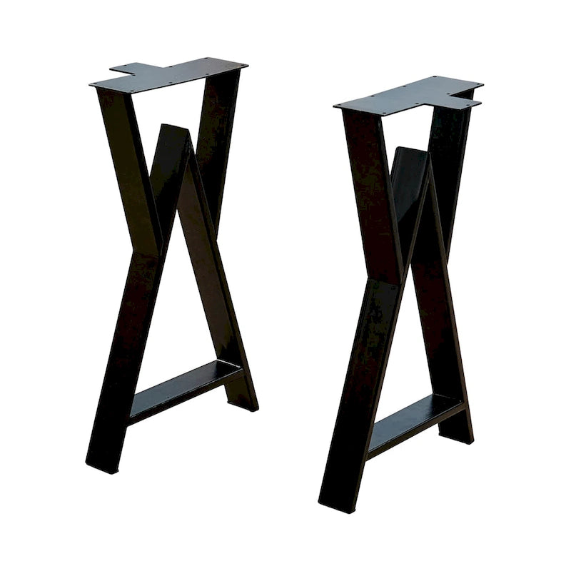 Pied de table robuste, rectangulaire de type W, noir, lot de 4