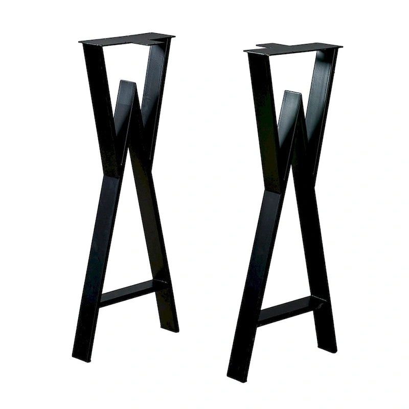 Pied de table robuste, rectangulaire de type W, noir, lot de 4