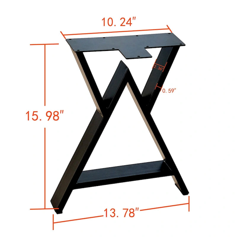 Pied de table robuste, rectangulaire de type W, noir, lot de 4