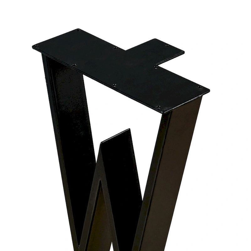 Pied de table robuste, rectangulaire de type W, noir, lot de 4