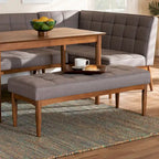 Banc de salle à manger mi-siècle gris / marron foncé / beige, 2 places