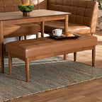 Banc de salle à manger mi-siècle gris / marron foncé / beige, 2 places