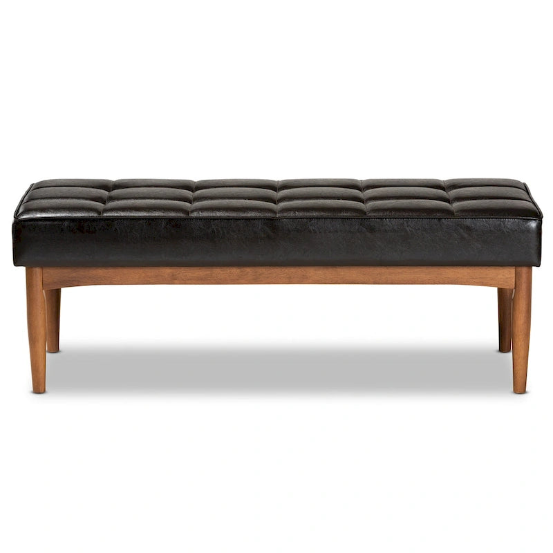 Banc de salle à manger mi-siècle gris / marron foncé / beige, 2 places