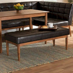 Banc de salle à manger mi-siècle gris / marron foncé / beige, 2 places