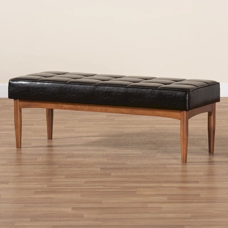 Banc de salle à manger mi-siècle gris / marron foncé / beige, 2 places